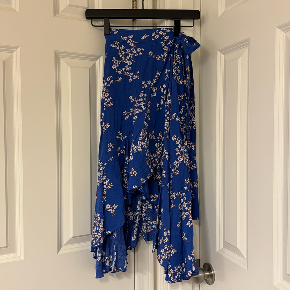 Faithfull the Brand * Anthropologie Blue Floral Wrap Skirt
